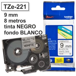 Comprar Brother TZE-221 Cinta rotuladora 9 mm negro sobre blanco TZE