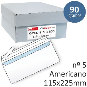 Caja 500 sobres 115x225 americanos, 90