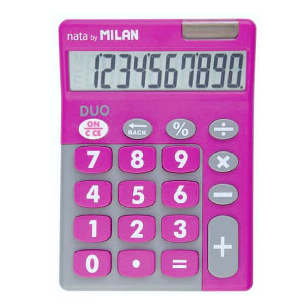 Calculadora Milan Duo Rosa Fucsia 10 dígitos