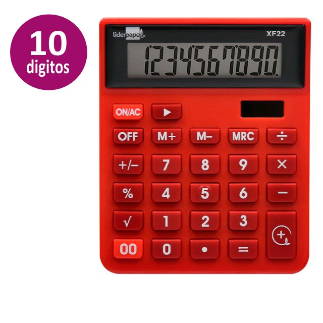 Calculadora Liderpapel sobremesa XF22 10 Digitos color rojo