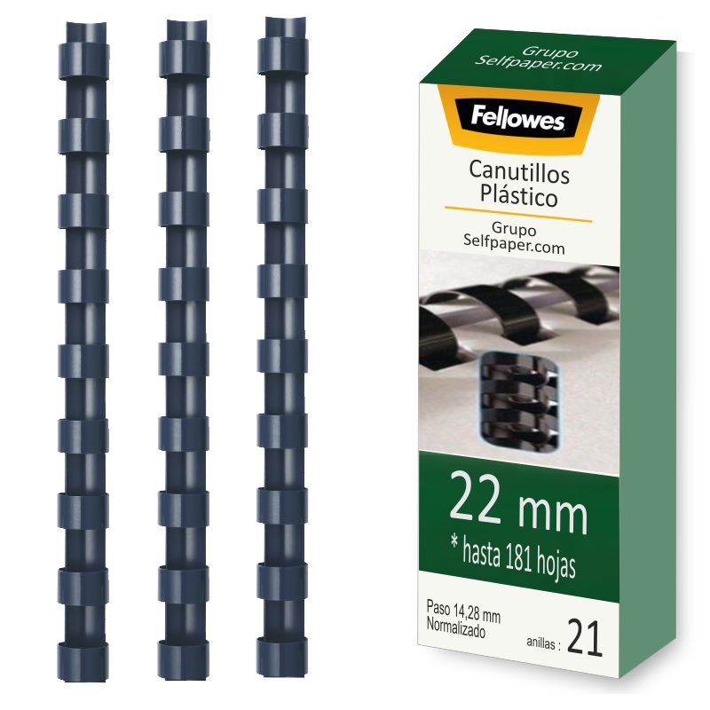 Comprar Canutillo plástico encuadernar 22 mm, 21 anillas, negro
