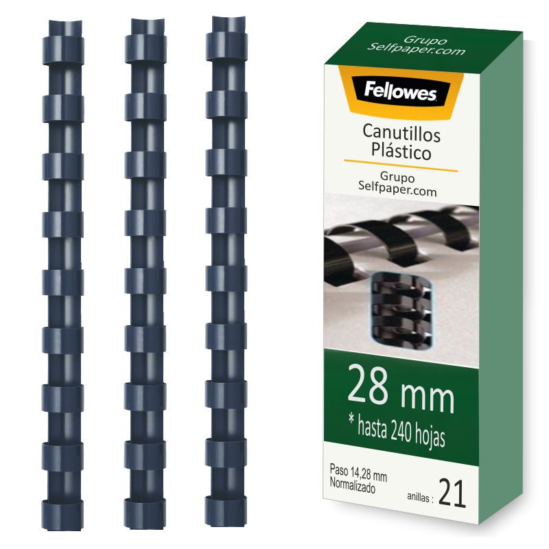 Comprar Canutillo para encuadernar 28 mm C/50 uds plástico negro