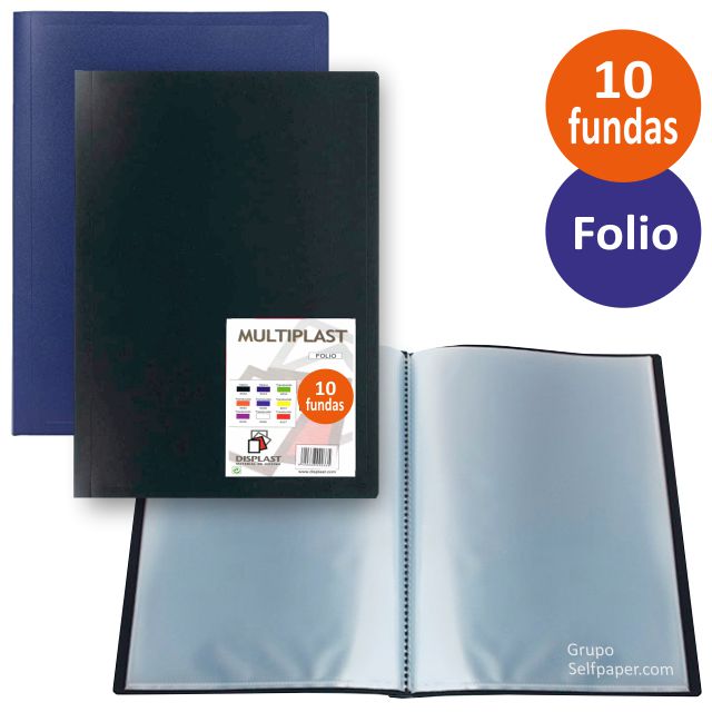 Carpeta 10 Fundas Folio Multiplast Negro Opaco - tarifario