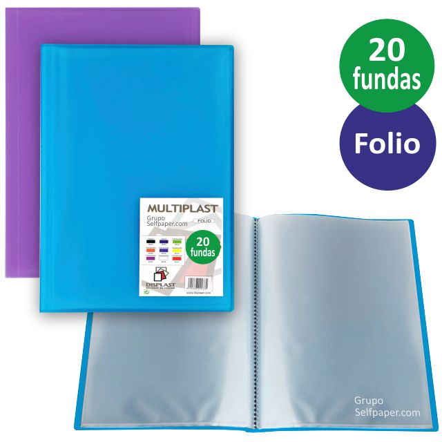 Comprar Carpeta con 20 Fundas Multiplast Folio colores traslucidos