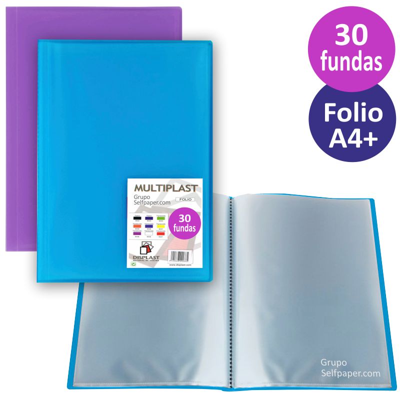 Comprar Carpeta 30 fundas Multiplast Folio, tapas color traslucido