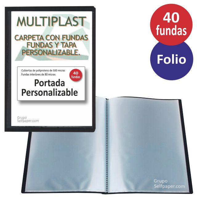Comprar Carpeta 40 fundas personalizable folio, canguro Multiplast
