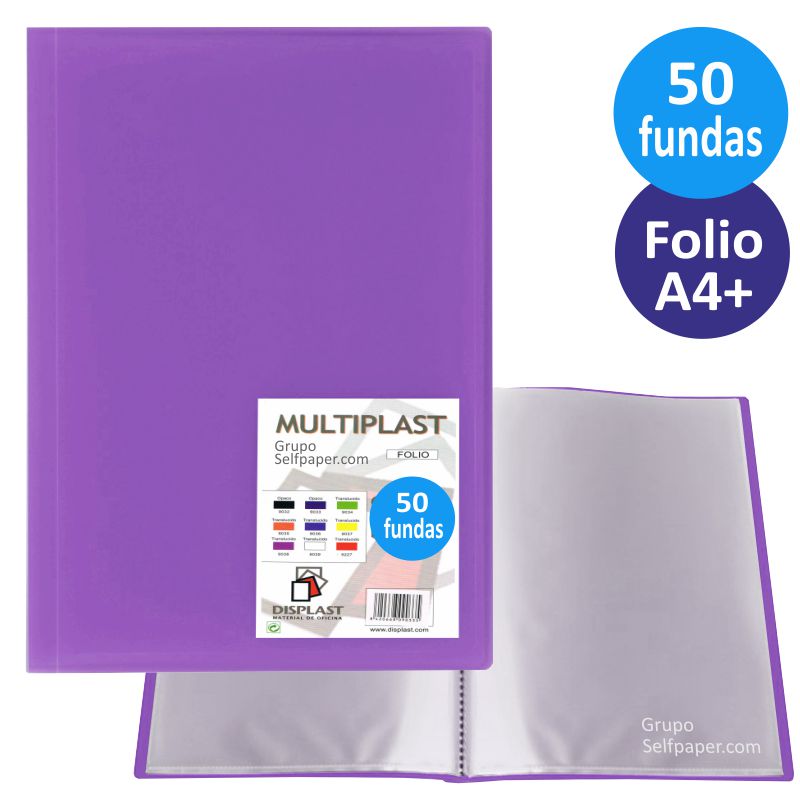 Carpeta 50 fundas transparentes, folio, violeta, lila