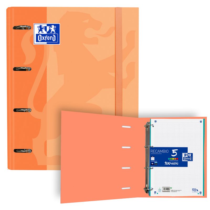 Carpeta de anillas Oxford color melocotn, con recambio