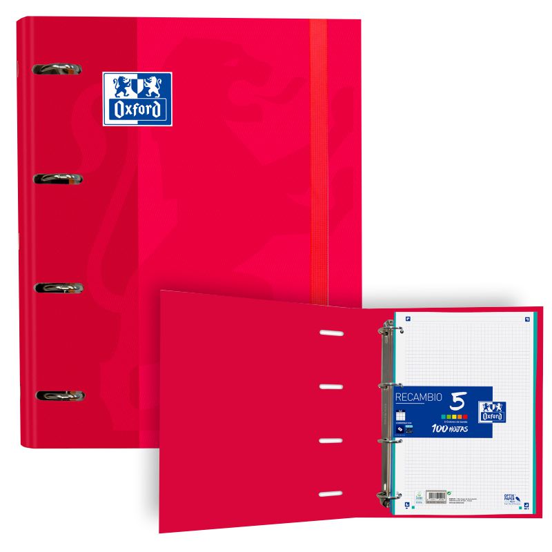 Carpeta de anillas Oxford color Rojo, con recambio 400109186