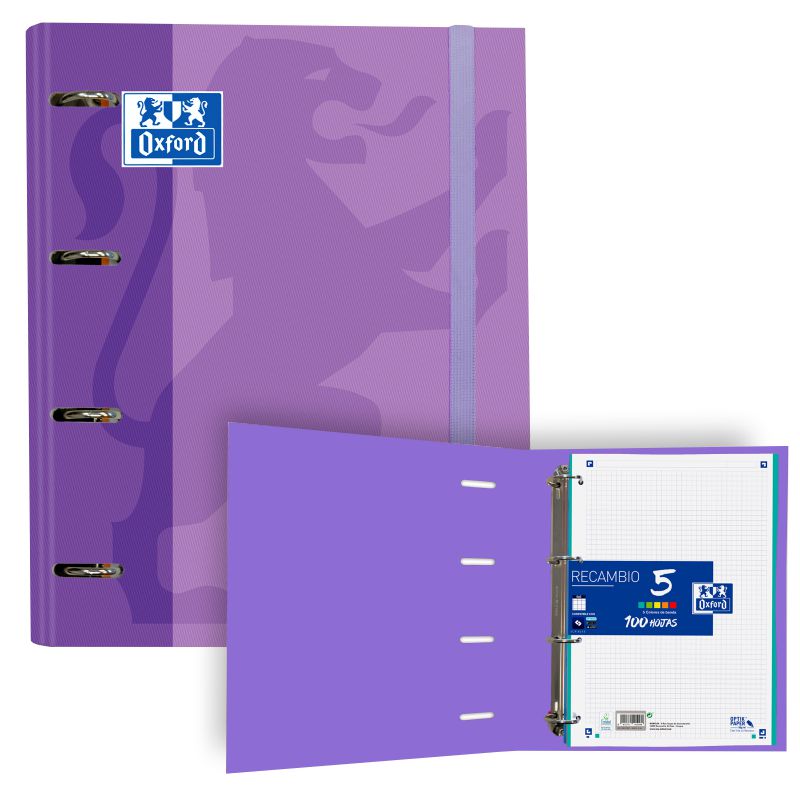 Carpeta de anillas Oxford color Malva lila con recambio