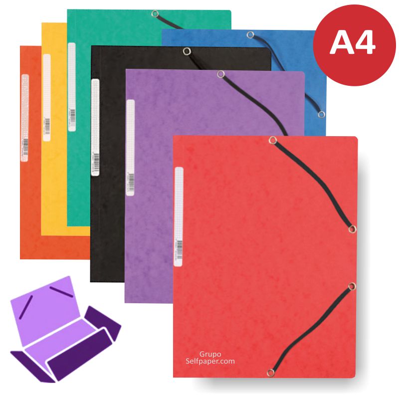 Carpeta de gomas de cartón con solapas Din A4 folio, colores
