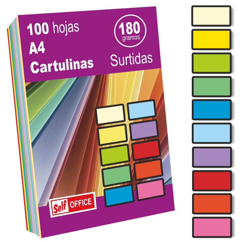 cartulinas 10 colores surtidos din a4 folio 100