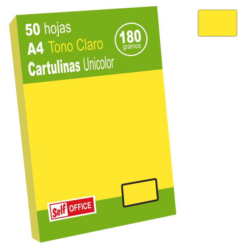 Cartulinas Din A4, folio amarillo vivo Canario Pte. 50 hojas