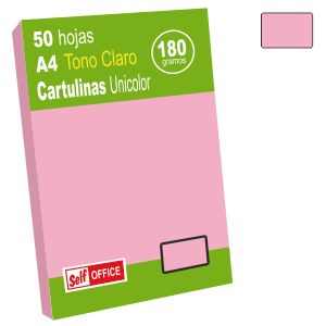 Cartulinas Din A4 Folio color Rosa Claro Pte. 50 hojas