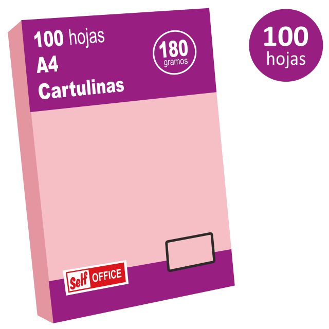Pack 100 cartulinas Din A4 180g rosa claro Liderpapel CT13