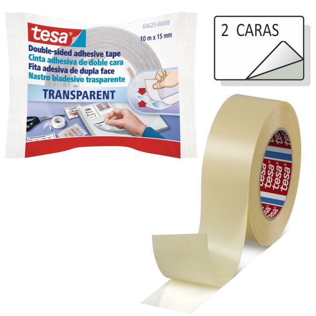 tesa® Cinta de doble cara para superficies transparentes y vidrio 20 kg/m -  tesa