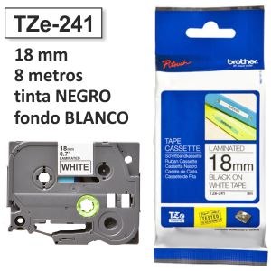 Cinta Brother TZE-241 18mm TZE241 rotuladora negro/blanco