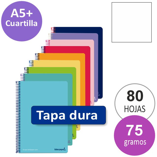 Cuaderno, libreta con hojas lisas en blanco tamaño cuartilla