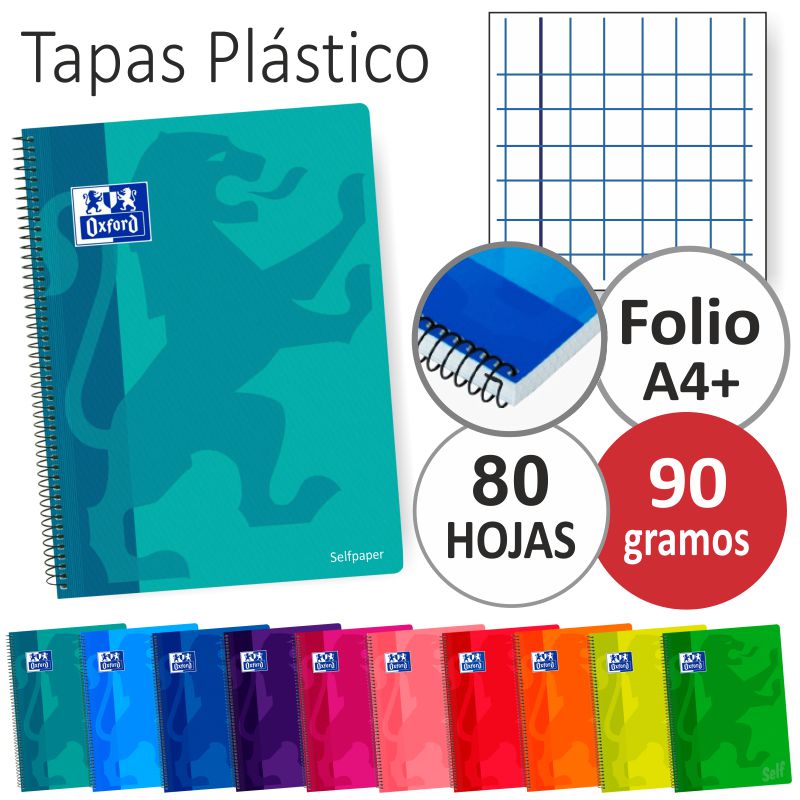 Comprar Cuaderno Oxford tapas plástico, folio 80 hojas 90 gramos