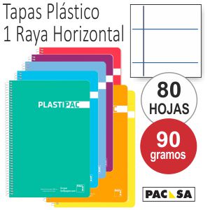 Cuaderno Plastipac 90 gramos tapa plástico 1 raya Horizontal