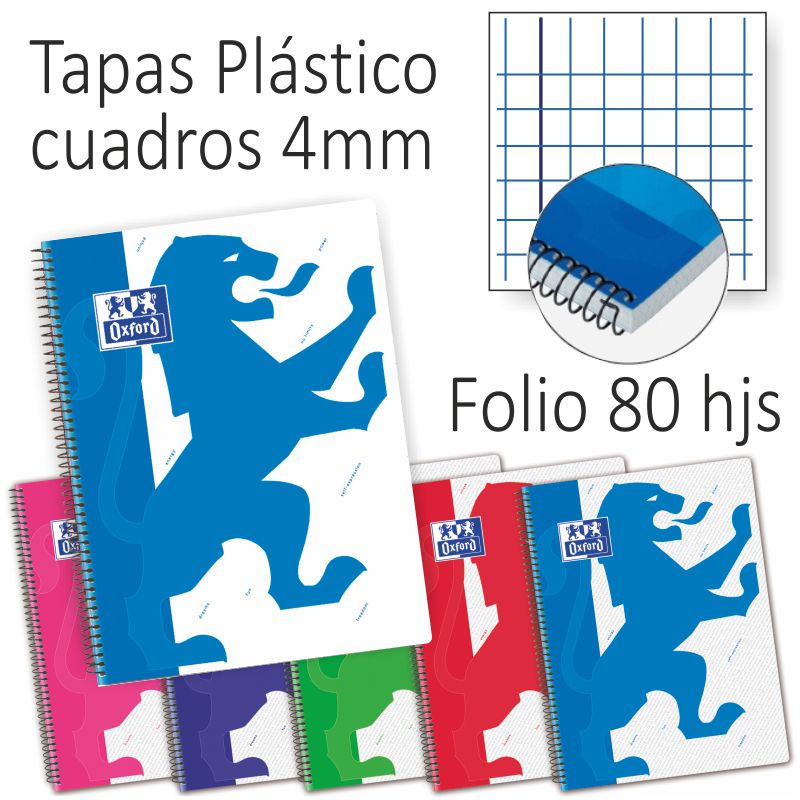 Comprar Cuadernos Oxford Tapas de plástico 90 grs cuadros 4 mm