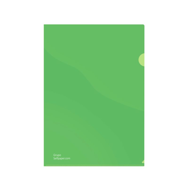 Dossier uñero, Funda en L, color verde traslúcido