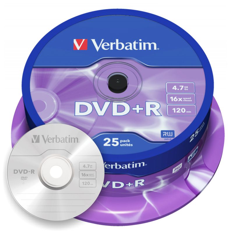 Comprar DVD+R verbatim bobina 25 normal 4.7gb 120m 16x