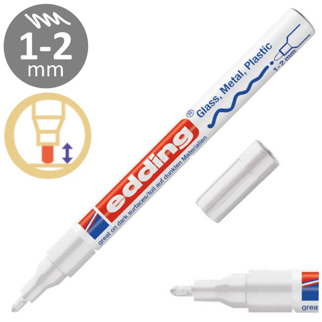 Rotulador Permanente Edding 751-049 Blanco Punta fina 1-2 M