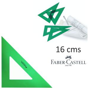 Escuadra Faber-Castell 16 Cms, verde, técnica, sin graduar
