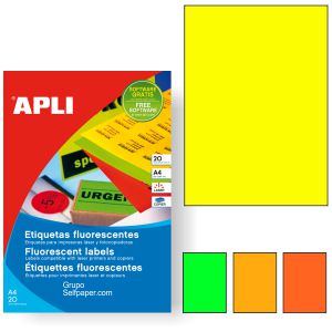 Etiquetas Din A4 Fluorescentes neon amarillo para impresora