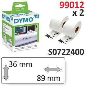 Etiqueta Dymo 89x36mm, 2 Rollos 99012 de 260 pegatinas