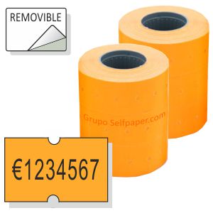 Etiqueta etiquetadora precios 21x12 naranja fluor