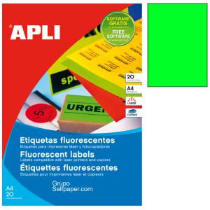 Etiquetas Din A4 verde fluorescente Apli 02881