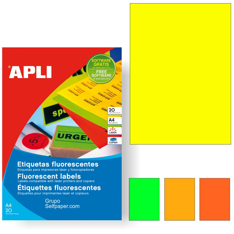 etiquetas fluorescentes din a4 apli impresora