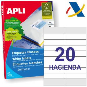 Etiquetas Hacienda homologadas Apli 12330 para impresora