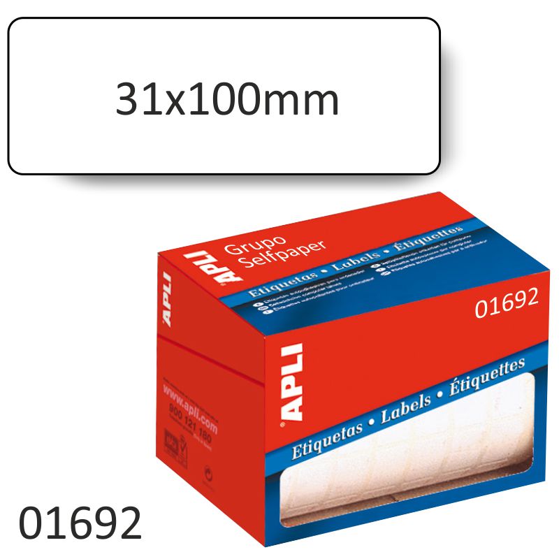 Etiquetas Rollo Apli 01692 - 31x100 mm 500 Uds.