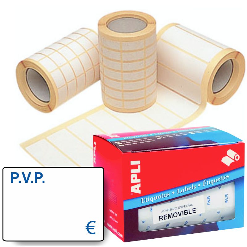 Comprar Etiquetas Rollo PVP Euro 16x22 Blanco removible poner precio