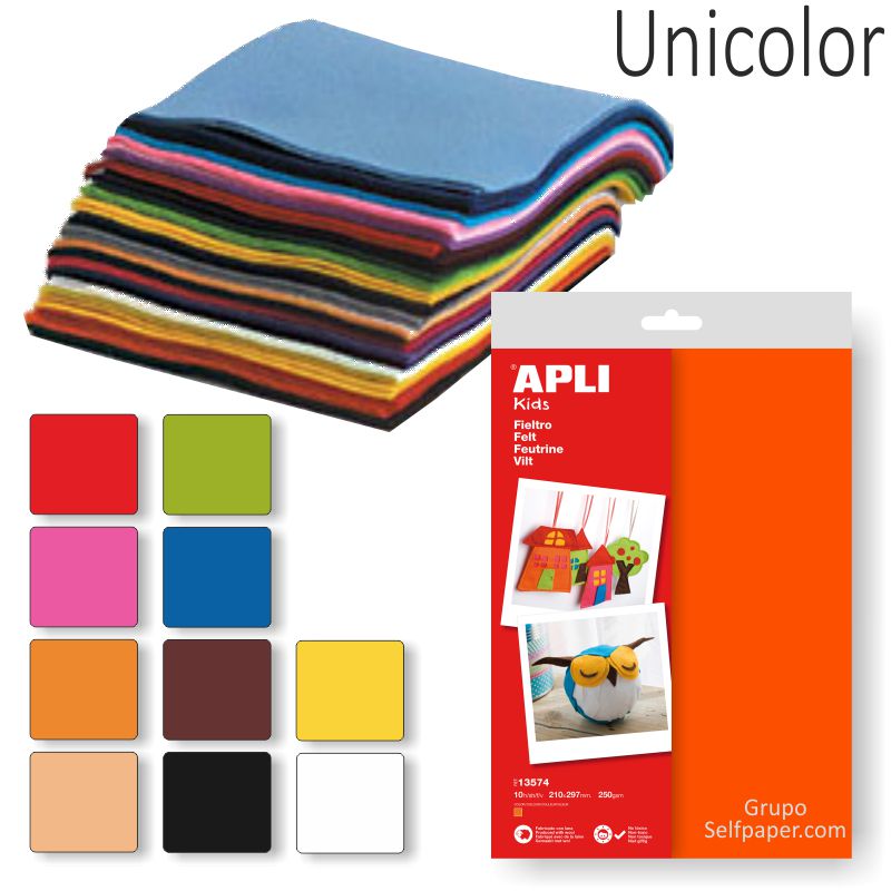 especificar instinto Jugar juegos de computadora Fieltro Din A4 Unicolor Pack 10 hojas, Selfpaper.com.