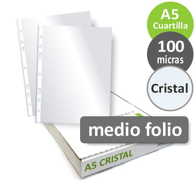 Funda multitaladro de plastico Q-Connect Din A5 100 micras (74330)