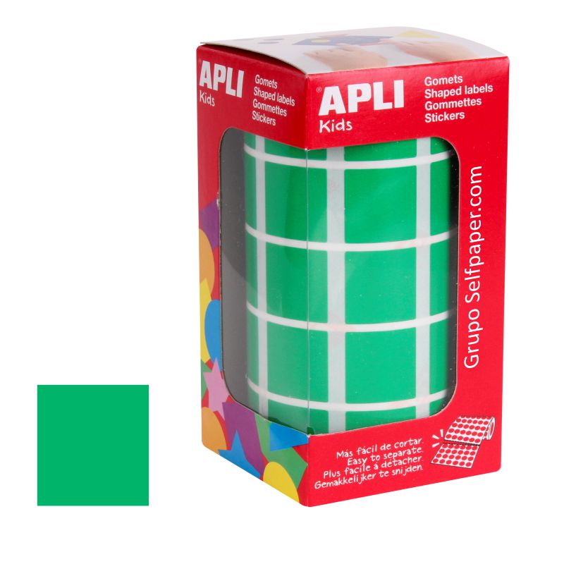 Gomets Apli 4878 cuadrados 20 mm autoadhesivos color verde