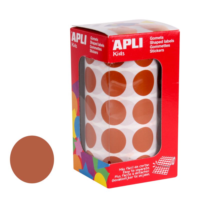 Gomets Apli 11491, circulos adhesivos 20 mm color marrón