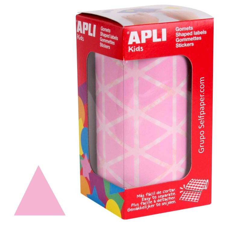 Gomets Apli 11494 rollo triángulos 20 mm color rosa