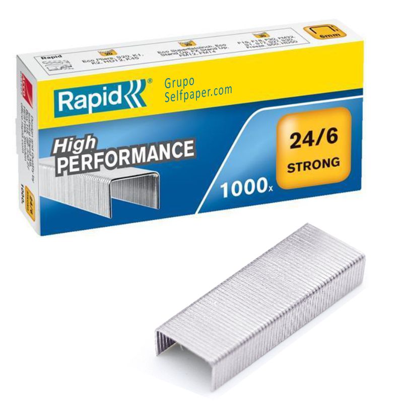 Grapas Rapid 24/6 Strong Extra fuertes galvanizadas plata