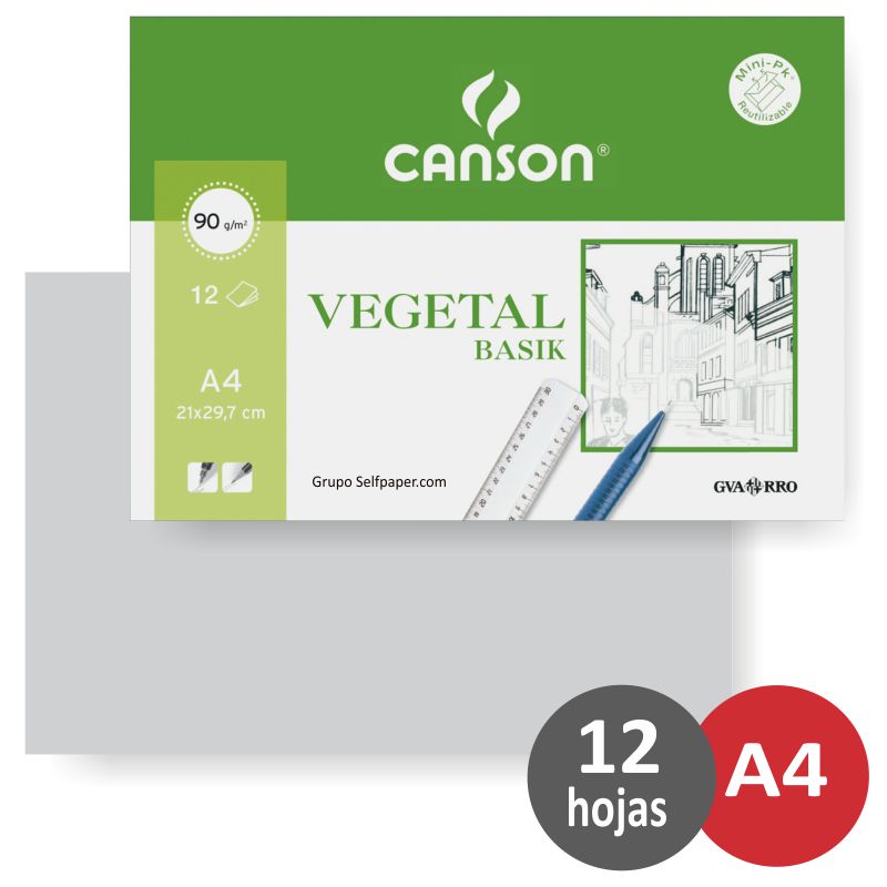 hojas papel vegetal a4 canson minipack 12 hojas