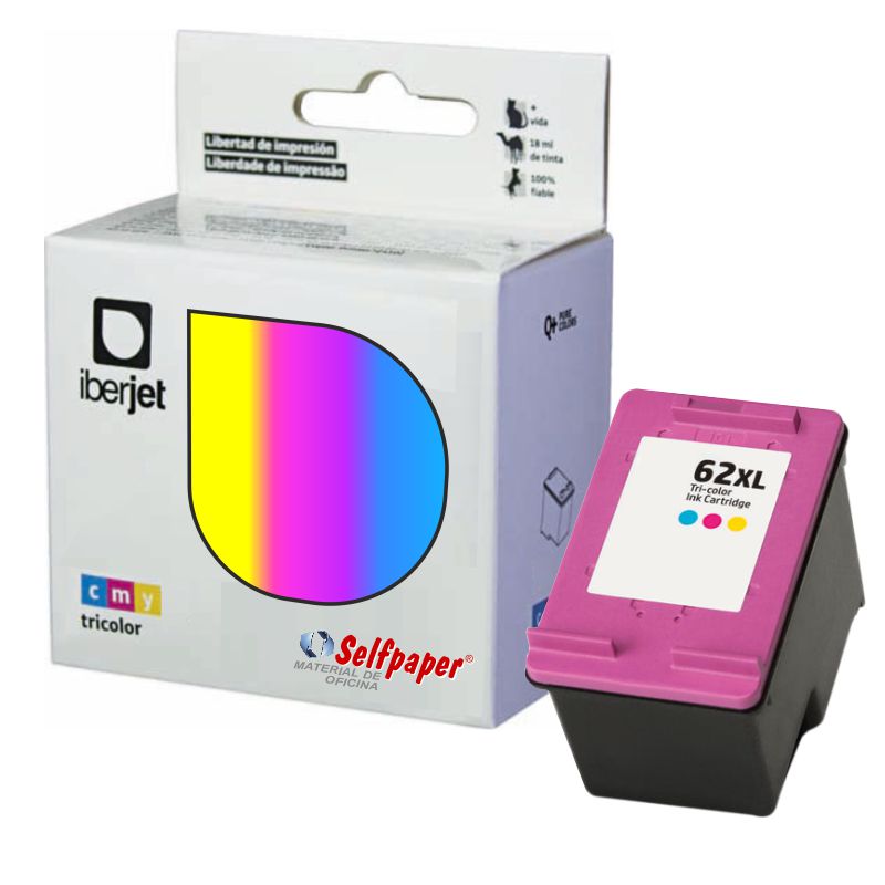 HP 62XL Tri-color, cartucho compatible, Selfpaper.com.