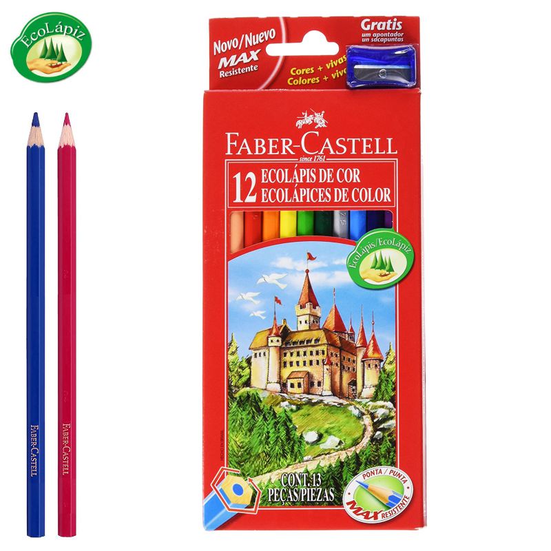 Lapices de color Faber-Castell 12 surtidos, pinturas madera