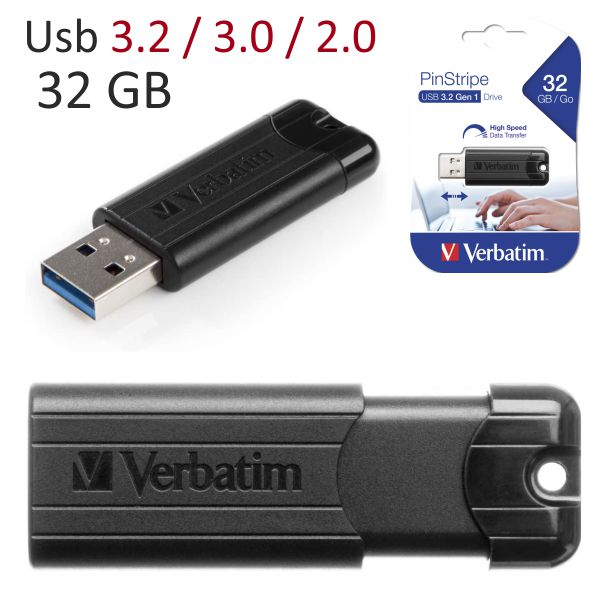 Comprar Lápiz memoria USB, 32 GB, Verbatim Pinstripe USB 3.2 Gen1
