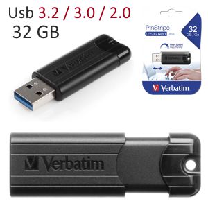 Lápiz memoria USB, 32 GB, Verbatim Pinstripe USB 3.2 Gen1