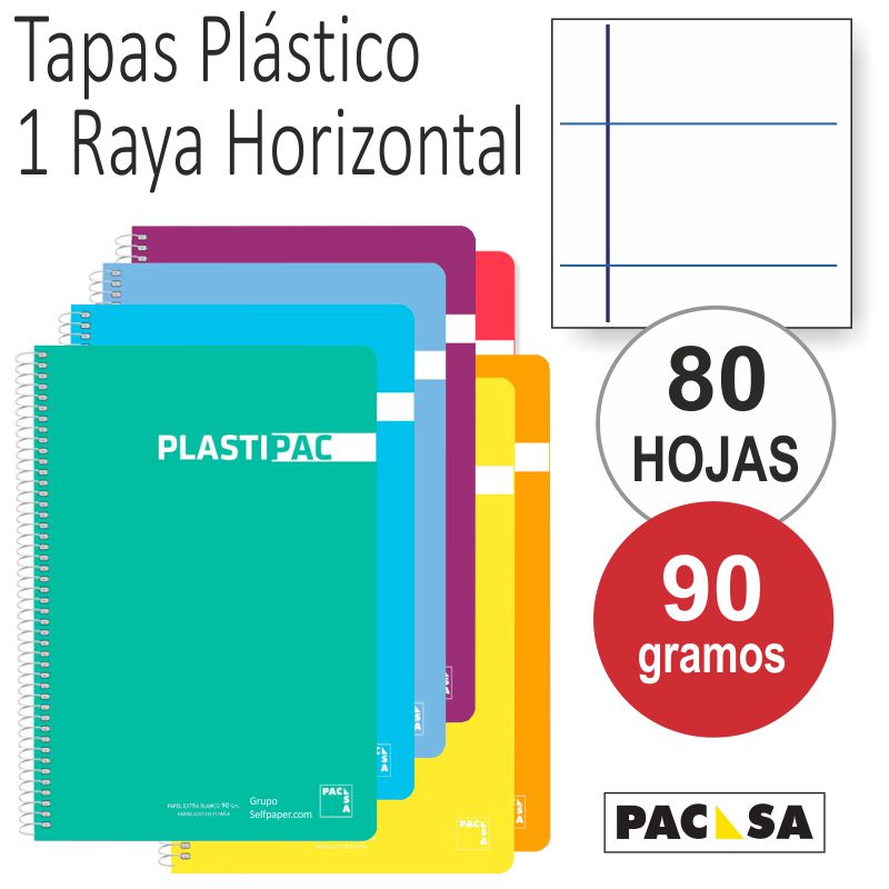 libreta tapas plastico plastipac 1 raya horizontal