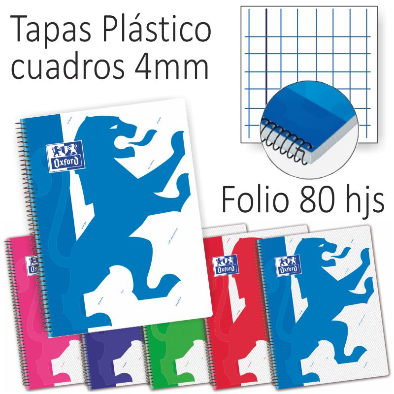 libretas oxford tapas de plastico cuadros 4 mm